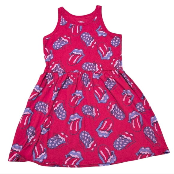 the Rolling Stones Other - Girls Rolling Stones Dress Red Blue Tongue Sleeveless Size Large 10/12